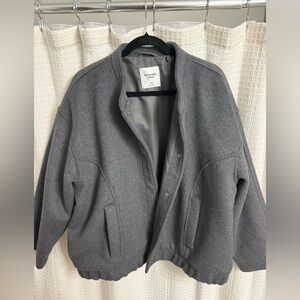 Abercrombie and Fitch Grey Wool Blend Bomber Jacket